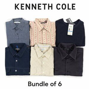 Bundle Lot of 6 Kenneth Cole Men’s XL Shirt Size Button-Up & Tee Mix